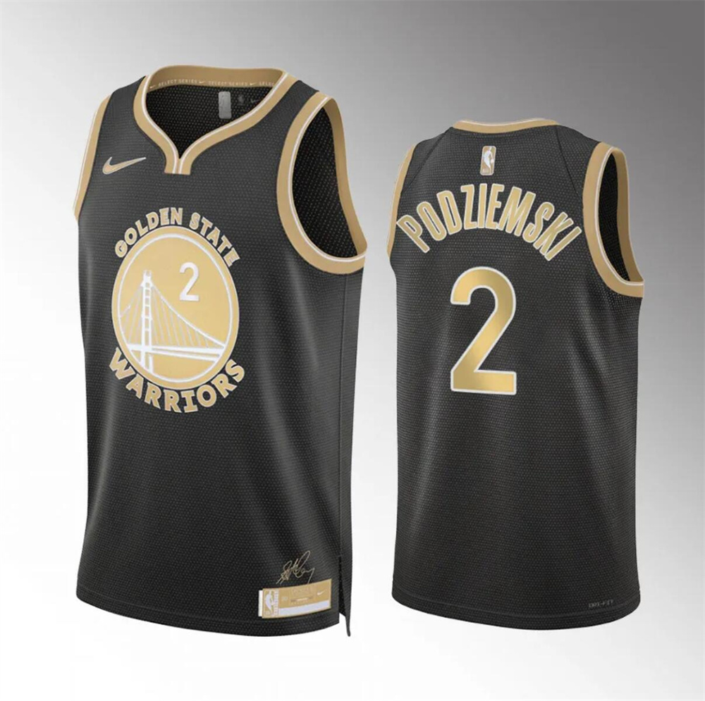Men's Golden State Warriors #2 Brandin Podziemski Black 2024 Select Series Stitched Basketball Jersey