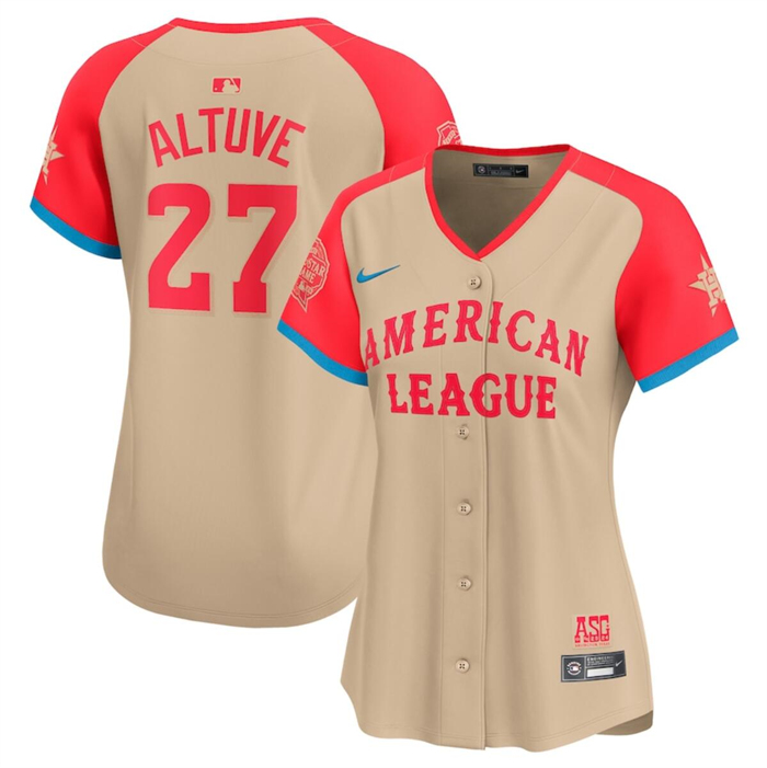 Women's American League #27 Jose Altuve Cream 2024 All-Star Limited Stitched Baseball Jersey(Run Small)