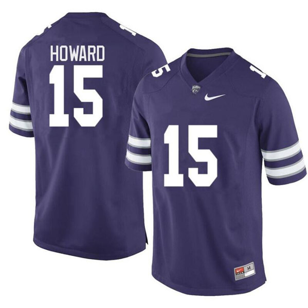 Men's Kansas State Wildcats #15 Will Howard Purple Vapor Stitched Jersey