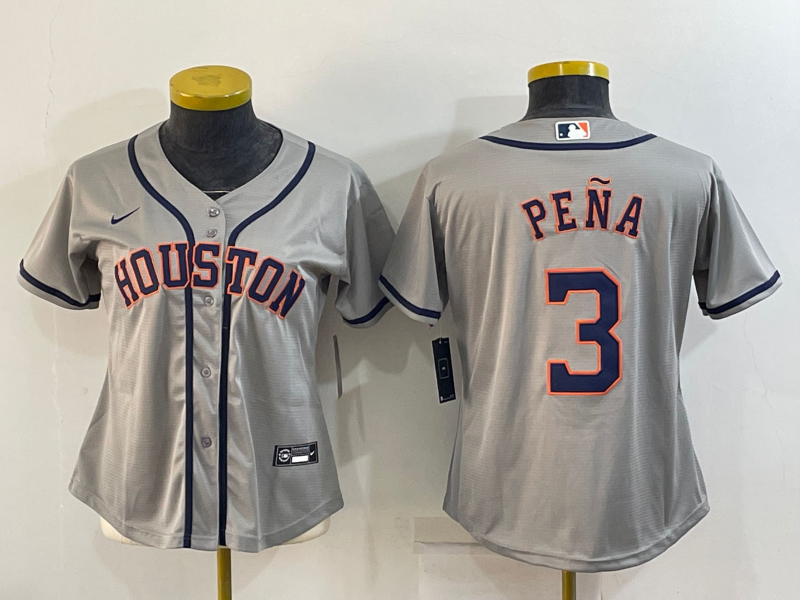 Women's Houston Astros #3 Jeremy Peña Gray Cool Base Stitched Baseball Jersey(Run Small)