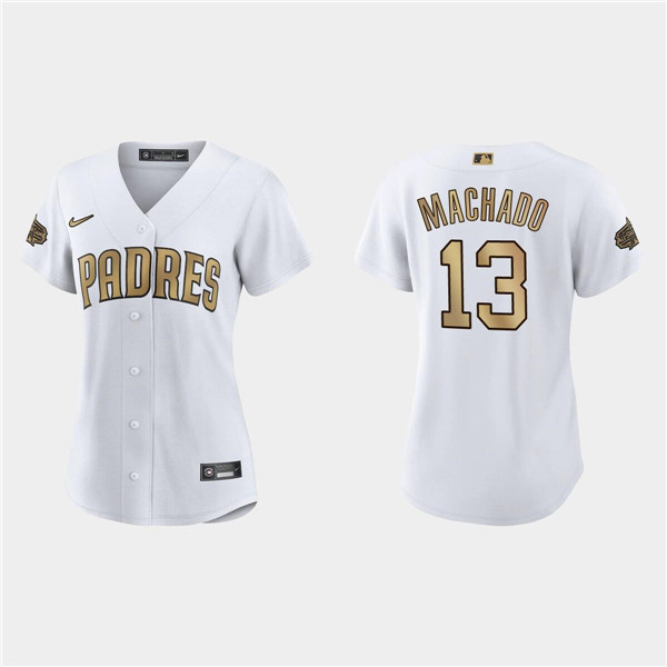 Women's San Diego Padres #13 Manny Machado 2022 All-Star White Stitched Baseball Jersey(Run Small)