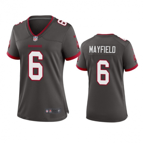 Women's Tampa Bay Buccaneers #6 Baker Mayfield Grey Stitched Game Jersey(Run Small)