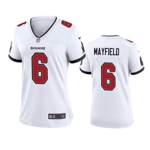 Women's Tampa Bay Buccaneers #6 Baker Mayfield White Stitched Game Jersey(Run Small)