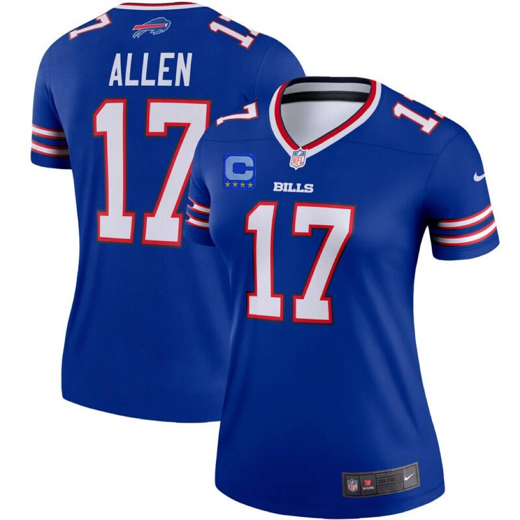 Women's Buffalo Bills #17 Josh Allen Royal With 4-Star C Patch Limited Stitched Jersey