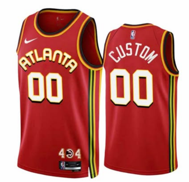 Men's Atlanta Hawks Custom Red 2024 Draft Icon Edition Stitched Jersey